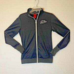 Vintage‎ y2k Nike Full zip track jacket black and white women's small
